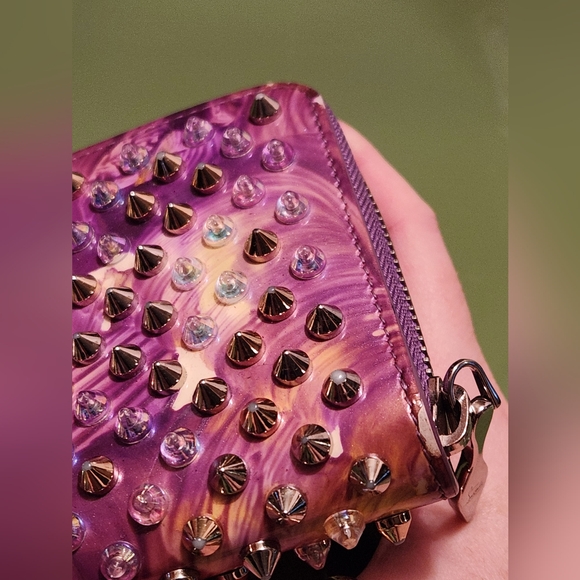 Christian Louboutin Pannetone purple gold metallic stud zip wallet - Picture 9 of 16